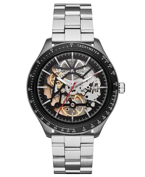 michael kors men's automatic merrick stainless steel bracelet watch|Michael Kors Merrick Mens Automatic Watch, Skeleton Dial, .